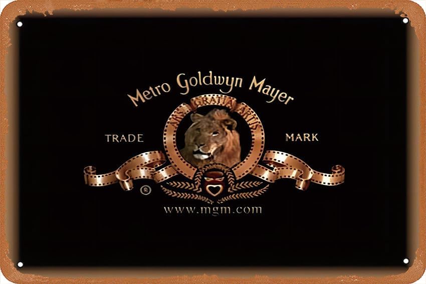Home Cinema Logo - MGM ป้ายโลหะดีบุกผลิตจากภาพยนตร์วินเทจตกแต่งผนังศิลปะ12X8นิ้วโปสเตอร์คาเฟ่บาร์สำนักงาน