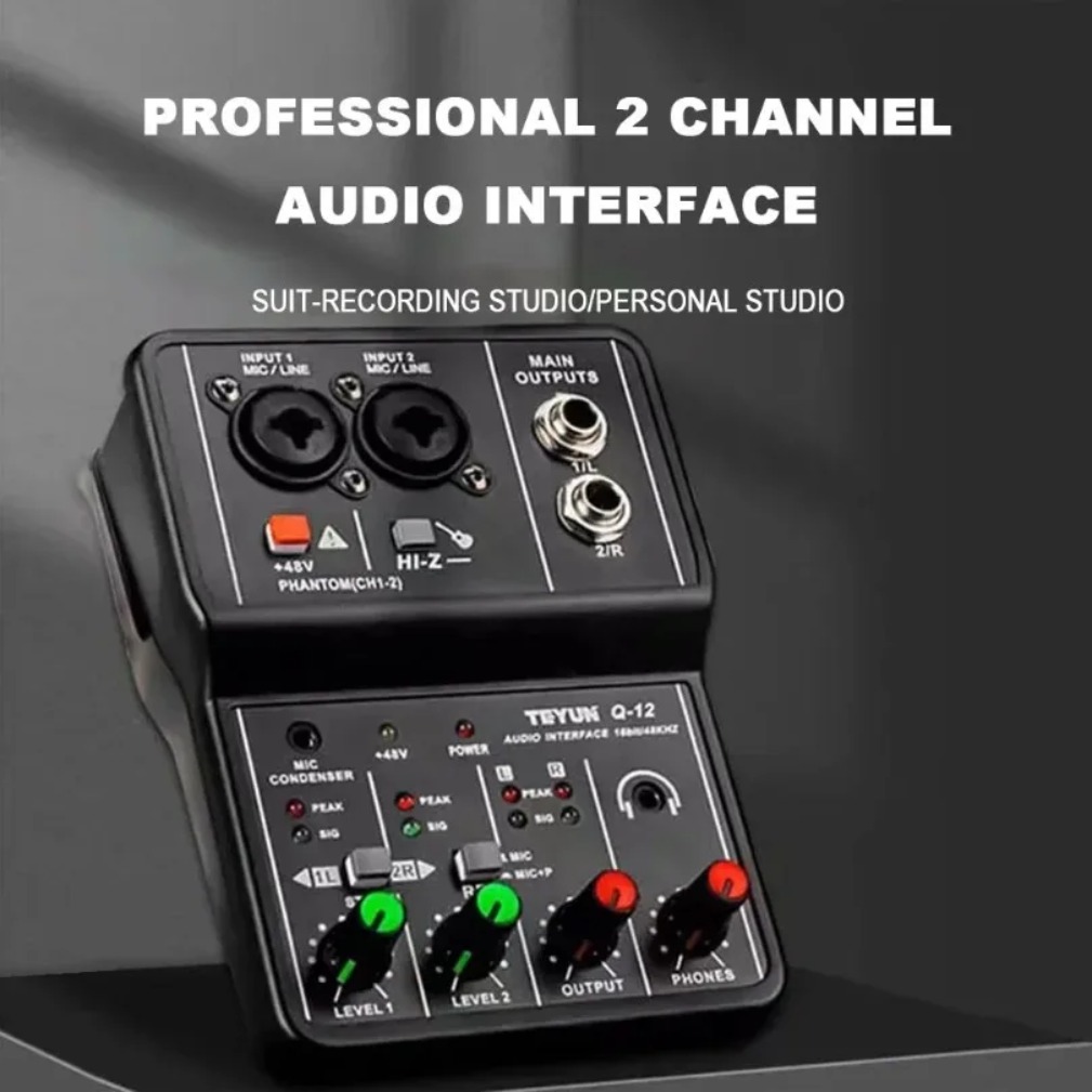 Home Cinema Audio System - อินเทอร์เฟซเสียงระดับมืออาชีพ 2 ช่อง ซาวด์การ์ดแบบพกพา มินิ มิกเซอร์