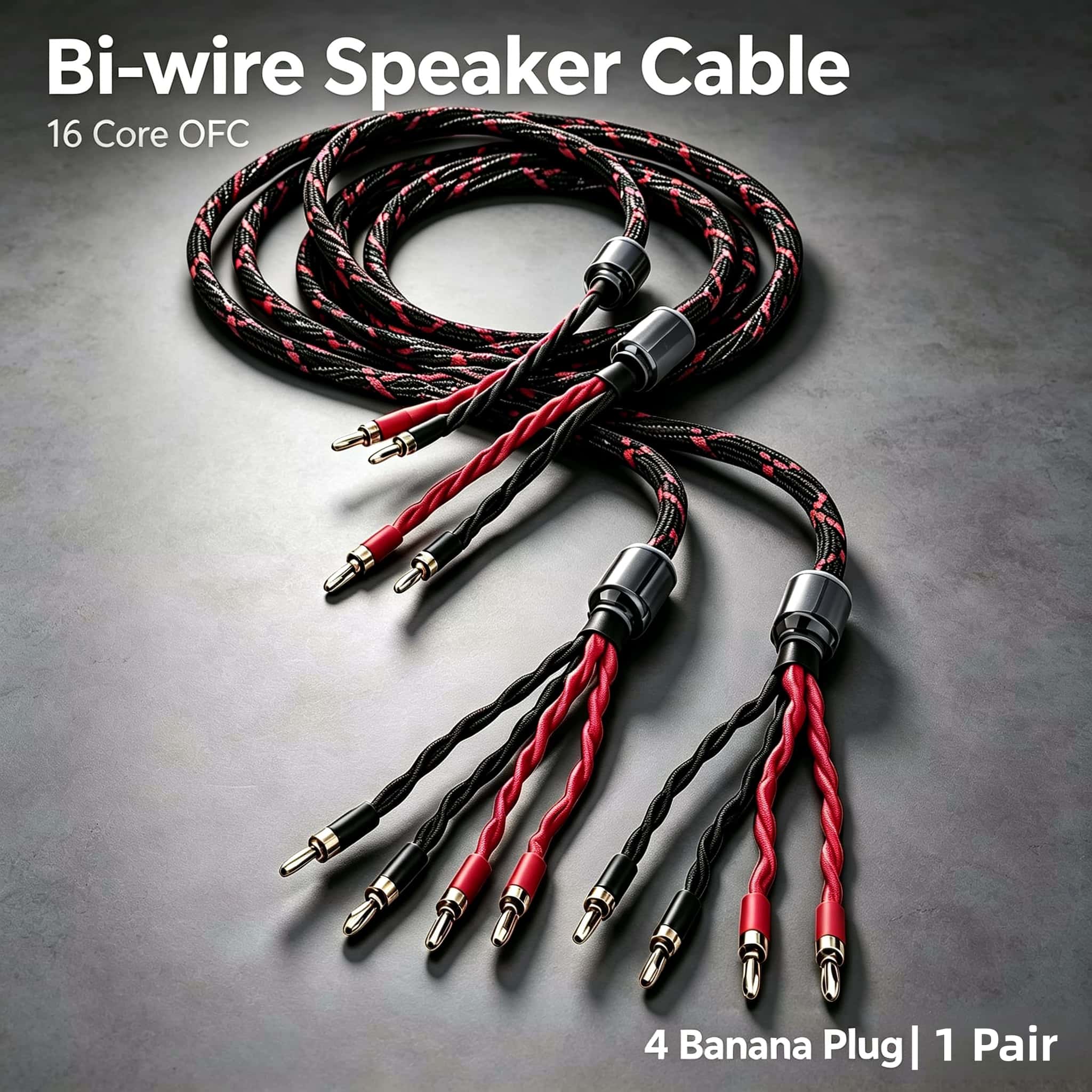 Home Cinema Beamer - สายลำโพงแบบ Bi-Wire 16 คอร์ OFC คู่