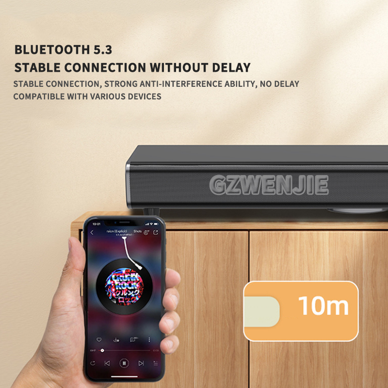 Home Cinema Wireless Speakers - ซาวด์บาร์ทีวีติดผนังสำหรับโฮมเธียเตอร์ ยาว 99 ซม. พร้อมซับวูฟเฟอร์คู่ ระบบเสียงบลูทูธสำหรับโรงภาพยนตร์