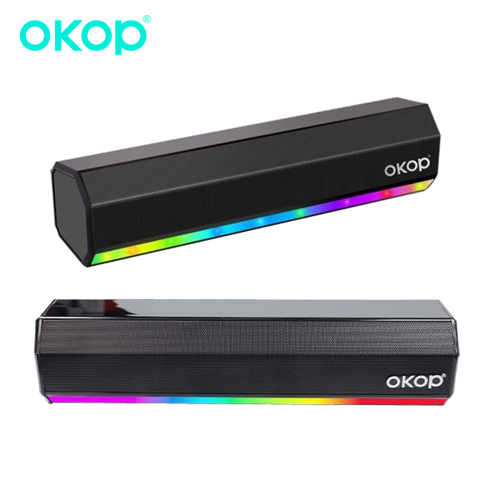 Home Cinema Wireless Speakers - โอเคพี ซาวด์บาร์ลำโพงบลูทูธไร้สายพร้อมซับวูฟเฟอร์ AI ควบคุมด้วยเสียง RGB แถบสีสันสดใสระบบโฮมเธียเตอร์
