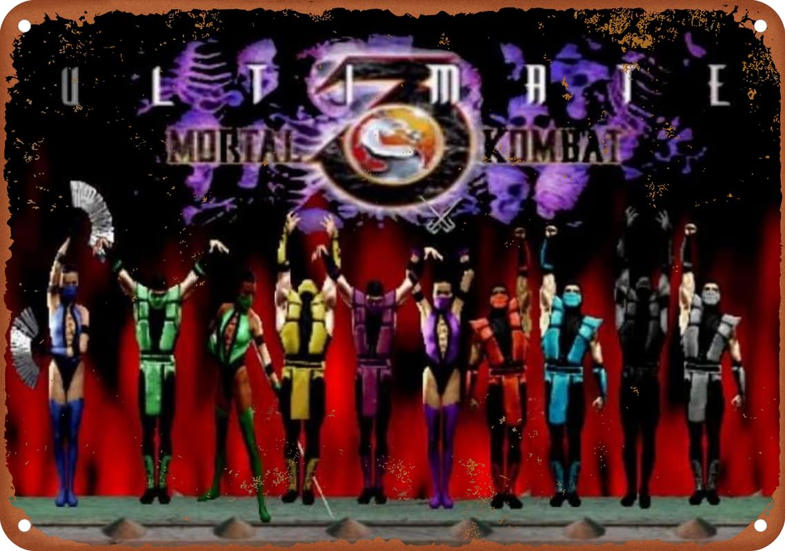 Home Cinema Logo - โปสเตอร์วิดีโอเกม Ultimate Mortal Kombat 3แผ่นดีบุกโลหะแนววินเทจเครื่องตกแต่งฝาผนังป้ายศิลปะอลูมิเนียมขนาด12x8นิ้ว