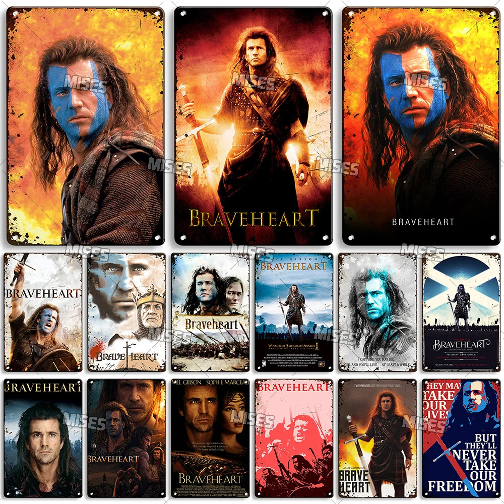 Home Cinema Logo - MISES อเมริกันภาพยนตร์คลาสสิก Braveheart แผ่นโลหะผนังอุตสาหกรรม Decor Home