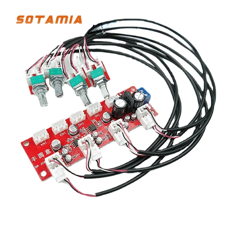 Home Cinema Ampli - Sotamia NE5532เครื่องผสมสัญญาณอินพุต4ทาง, เครื่องผสมสัญญาณเสียง HiFi สเตอริโอพรีแอมพลิฟายเออร์สัญญาณเสียงพรีแอมป์ควบคุมระดับเสียงสำหรับโฮมเธียเตอร์ DIY