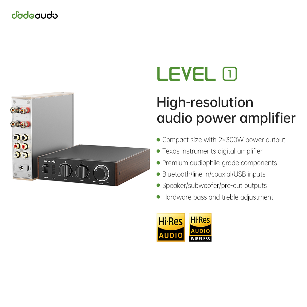 Home Cinema Ampli - เจดออดิโอ เลเวล 1 เดสก์ท็อปไฮไฟบลูทูธแอลดีเอคแอมพลิฟายเออร์, 2×300W คลาส