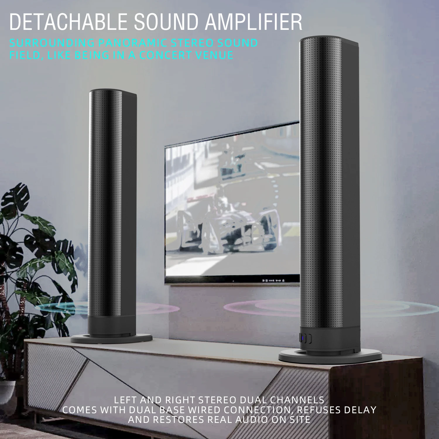 Home Cinema Wireless Speakers - FM Soundbar ทีวีลําโพงบลูทูธ HDMI/AUX/BT/OPT การเชื่อมต่อ Soundbars