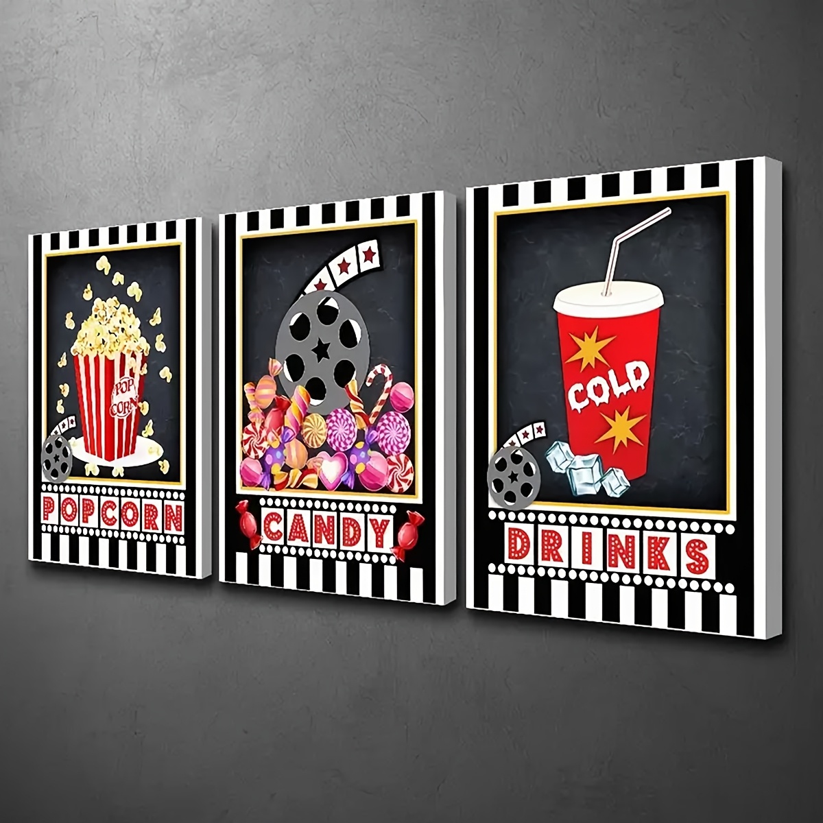 3 ชิ้น Frameless Wall Art Deco - Home Cinema Logo บทวิจารณ์และราคา