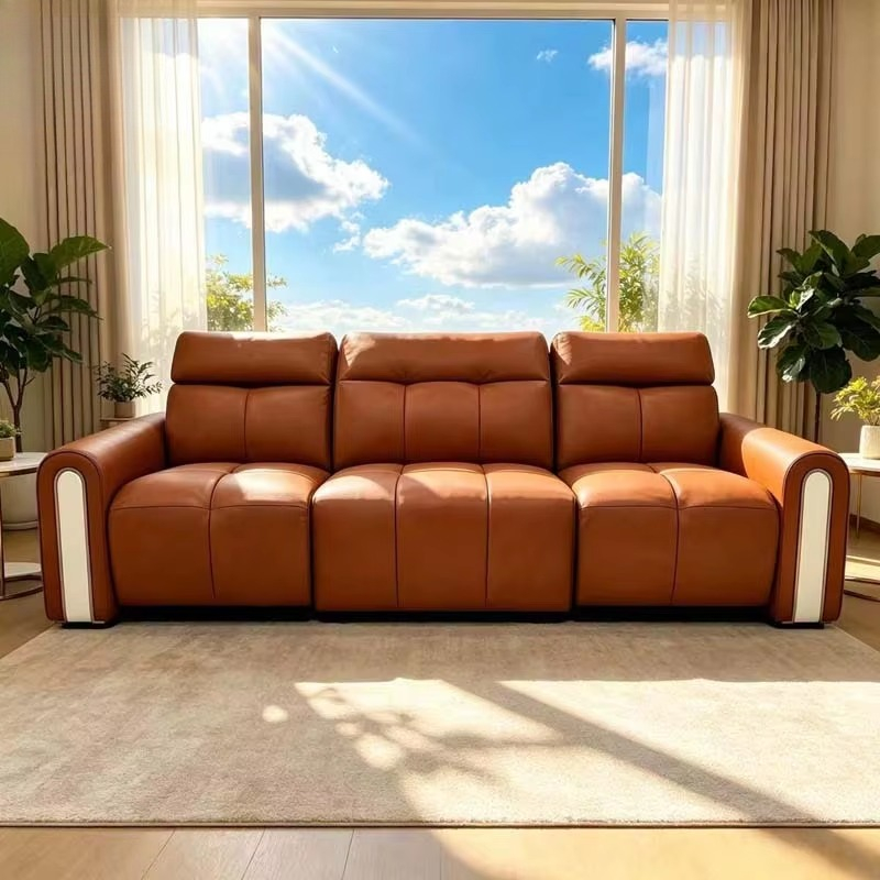โซฟาหนังสีส้มปรับเอนนอนได้สำหร - Home.Cinema Orange บทวิจารณ์และราคา