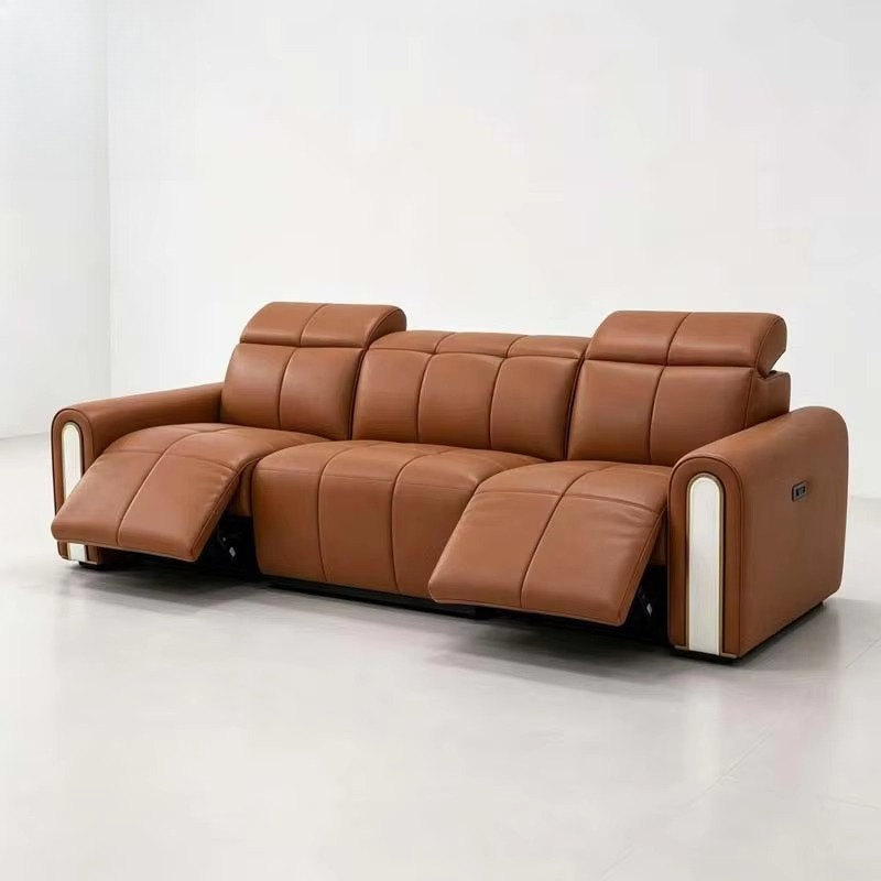 โซฟาหนังสีส้มปรับเอนนอนได้สำหร - Home.Cinema Orange บทวิจารณ์และราคา